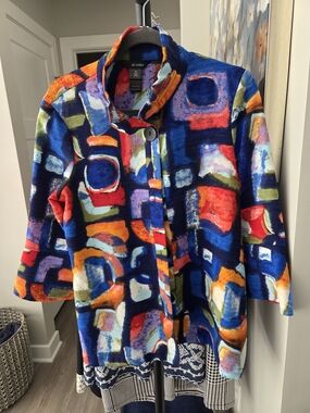 Ali Miles Multicolor Abstract Print Jacket - Blue, Red, Orange